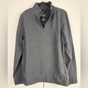 Tommy John Mens Large Gray Pima Cotton Spandex Quarter Zip Pullover Sweater L